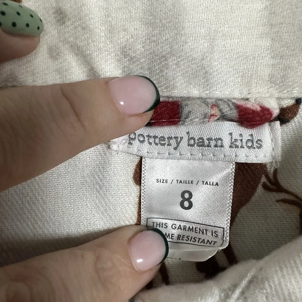 POTTERY‎ BARN KIDS Heritage Santa FLANNEL NIGHTGOWN Size 8